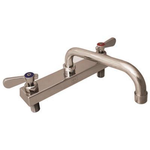 Bk Resources Evolution 8" Deck Mount Stainless Steel Faucet, 6" Swing Spout EVO-8DM-6